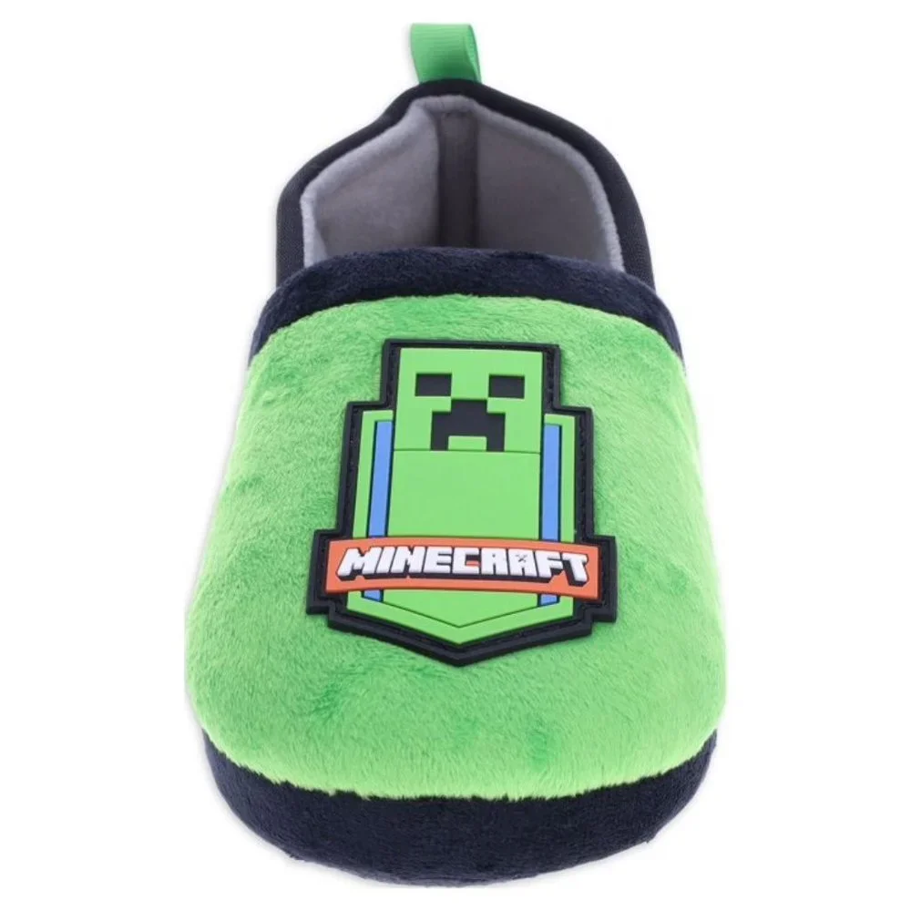 Boys Girls MINECRAFT Plush Creeper Green A-Line Slippers Size 4/5 NWT